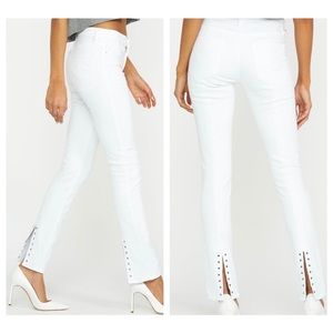 HUDSON | Nico Mid-Rise Grommet-Detail Skinny Jean in White size 25